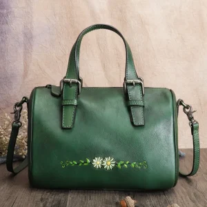 Retro Cowhide Leather Large Capacity Shoulder Messenger Bag - Image 5