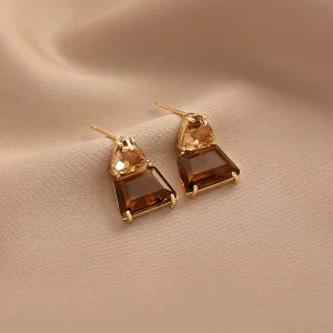 Geometric Trapezoidal Crystal Jewelry Wedding Party Drop Earrings - Image 5