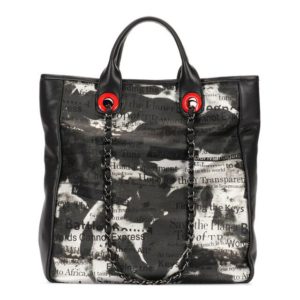 Genuine Leather New Cowhide Black Gold Big Tote Bag - Image 3
