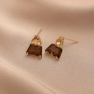 Geometric Trapezoidal Crystal Jewelry Wedding Party Drop Earrings - Image 4