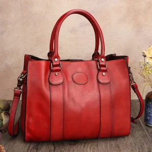 Retro Cowhide Leather Large Capacity Shoulder Messenger Bag - Image 3