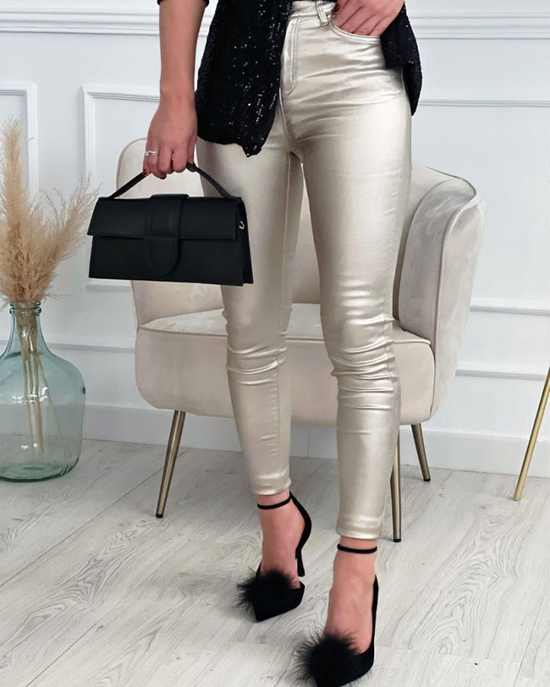 Silver and Gold Raised Waist Pants