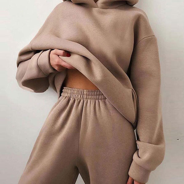 Coffee Brown Field Pant Set Athletic Two Pieces Hoodies