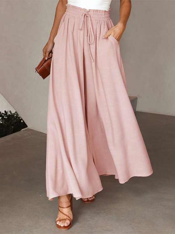 Pink Lace Up Oversized Pants