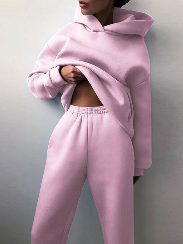 Pink Field Pant Set Athletic Two Pieces Hoodies