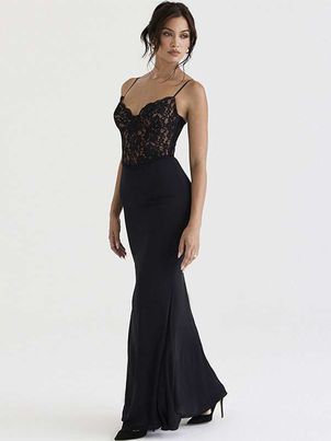 Straps Neck Lace Sleeveless Semi Formal Party Dresses