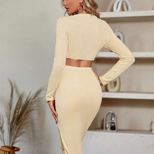 Long Sleeves Cut Out Sexy Midi Bodycon Dresses - Image 3