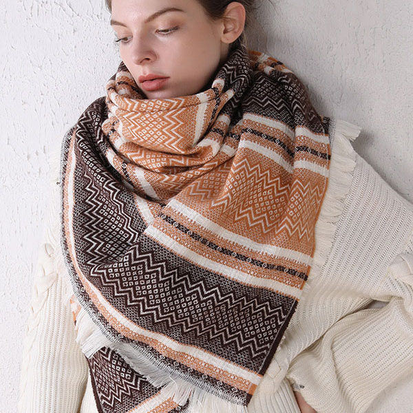 Attractive Geometric Fringe Winter Warm Acc Scarves - Image 6