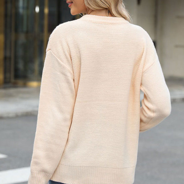 Jewel Neck Long Sleeves Fall Winter Sweaters - Image 4