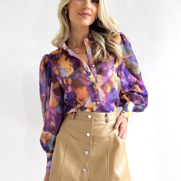 Floral Turndown Collar Casual Long Sleeves Shirt - Image 4