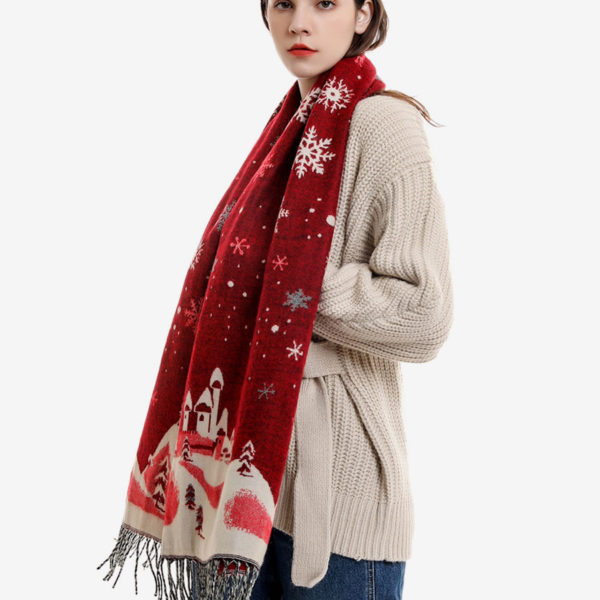 Fashion Christmas Pattern Fringe Winter Warm Scarves - Image 7