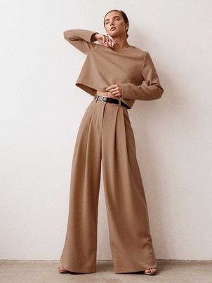 Two Piece Sets Classic Pants Long Sleeves Jewel Neck Outfit