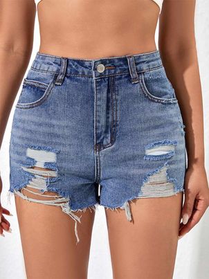 Shorts For Woman Casual Buttons Cotton Bottoms