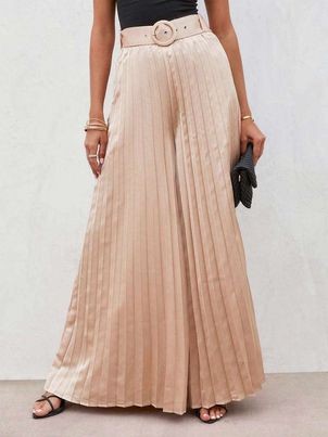 Pants Apricot Pleated Oversized Trousers