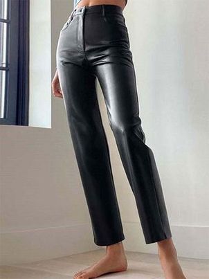Pants Black Zipper PU Leather Trousers