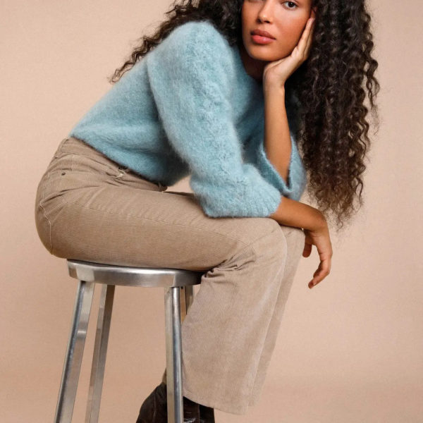 Jewel Neck Long Sleeves Wool Sweaters - Image 2
