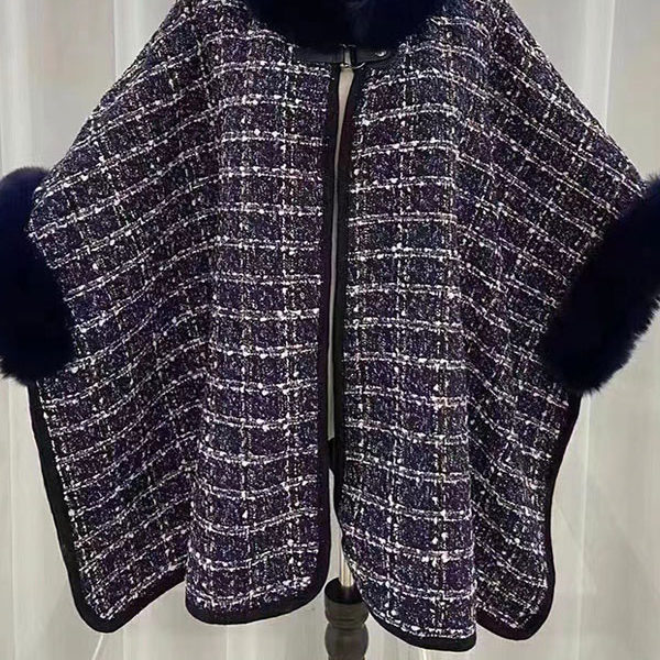 Geometric Khaki Warm Outerwear Poncho Capes - Image 7