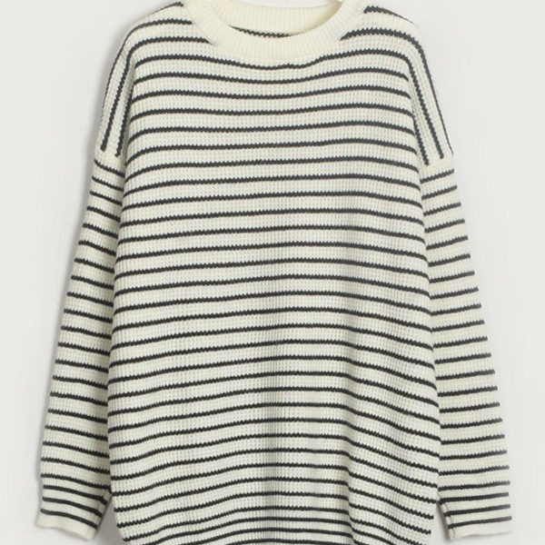 Stripes Jewel Neck Long Sleeves Daily Sweaters - Image 5