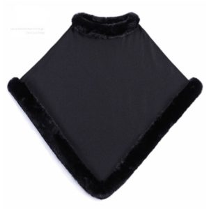 Faux Fur Rex Knitted Shawl Rabbit Fur Cape - Image 3