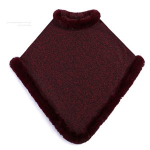 Faux Fur Rex Knitted Shawl Rabbit Fur Cape - Image 8