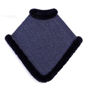 Faux Fur Rex Knitted Shawl Rabbit Fur Cape - Image 4