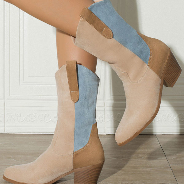 Pointed Toe Chunky Heel Booties - Image 3