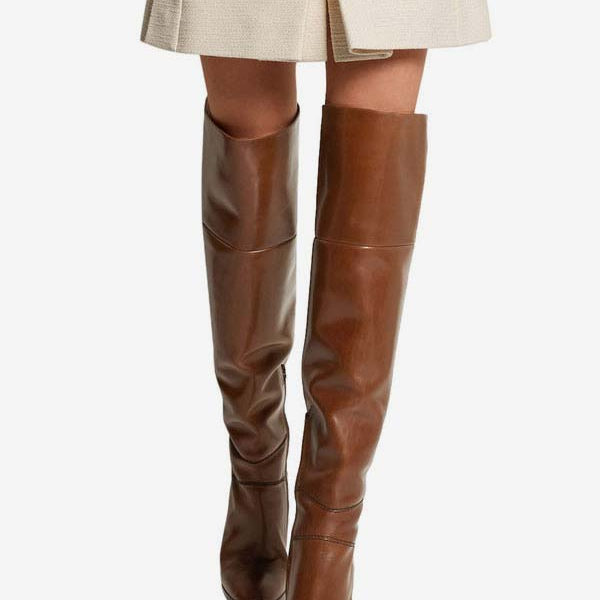 Thigh High Round Toe Chunky Heel Over The Knee Boots