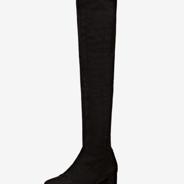 Chunky Heel Thigh High Micro Suede Upper Boots