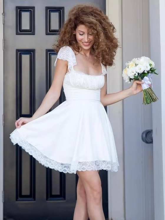Party Sleeveless Lace Short Bridal Mini Dress