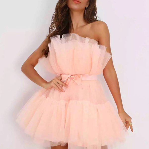 Party Burgundy Strapless Pleated Sleeveless Semi Formal Mini Dress - Image 11