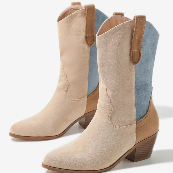 Pointed Toe Chunky Heel Booties - Image 2
