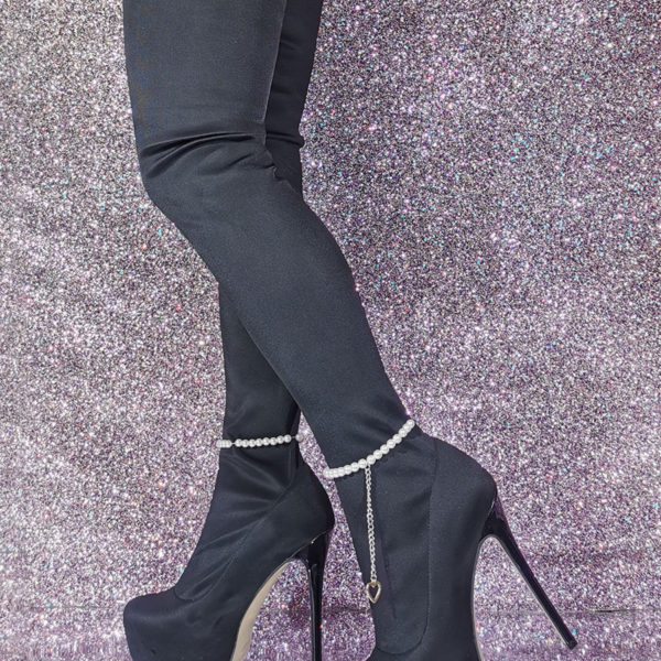 Over The Knee Round Toe Stiletto Heel Elastic Fabric Boots