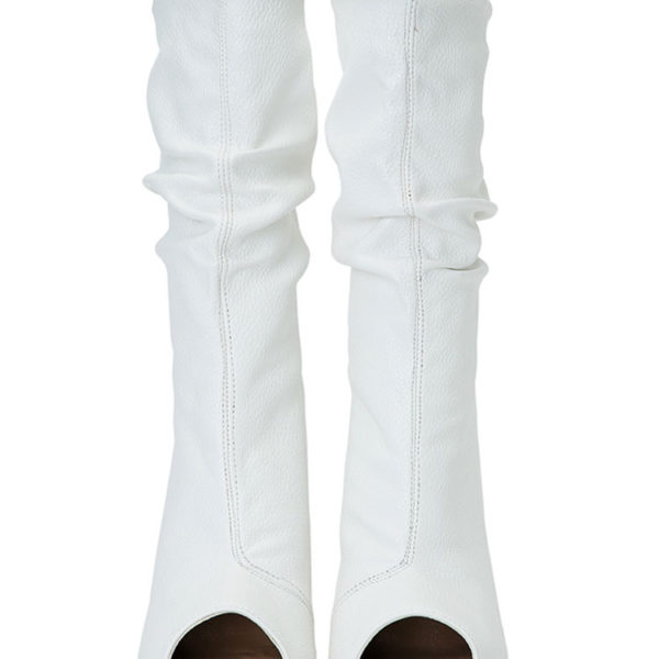 White Ankle Boots Peep Toe High Heel Sandal Booties - Image 4