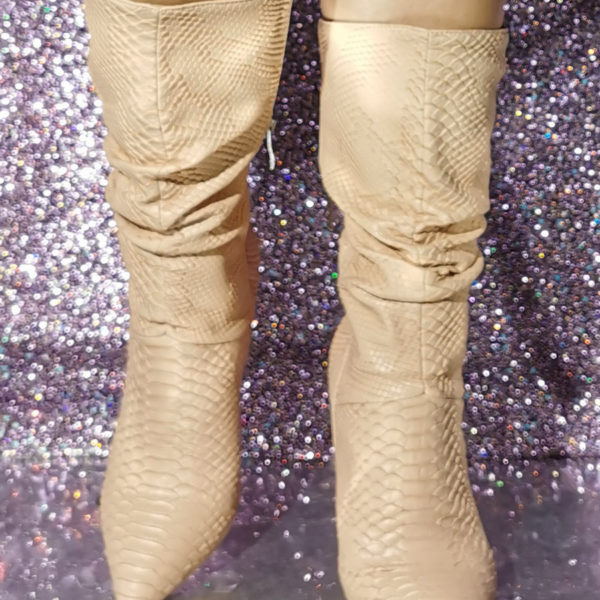 High Heel Snake Pattern Pointed Toe Ankle Boots - Image 4
