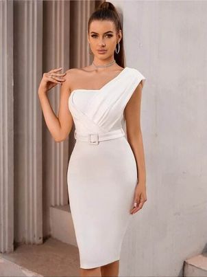 One Shoulder Sexy Sleeveless Evening Party Dress