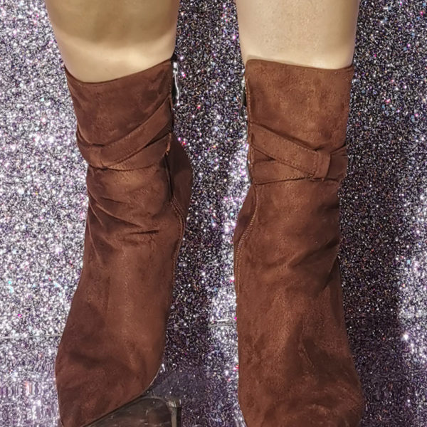 Micro Suede Upper Pointed Toe Stiletto Heel Ankle Boots - Image 3