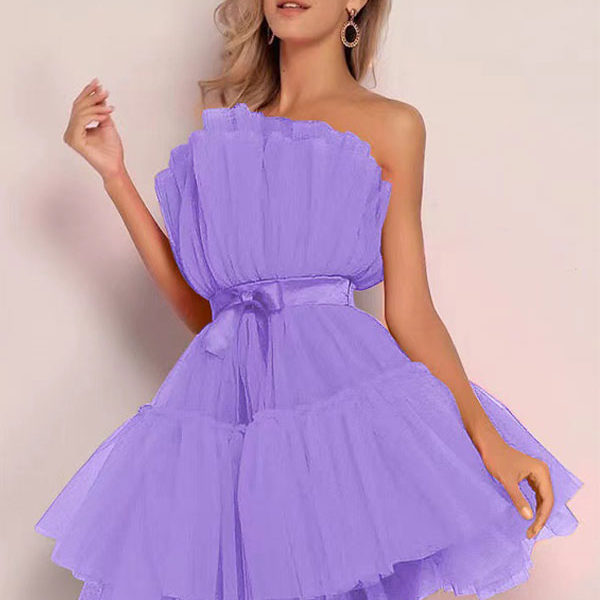 Party Burgundy Strapless Pleated Sleeveless Semi Formal Mini Dress - Image 6