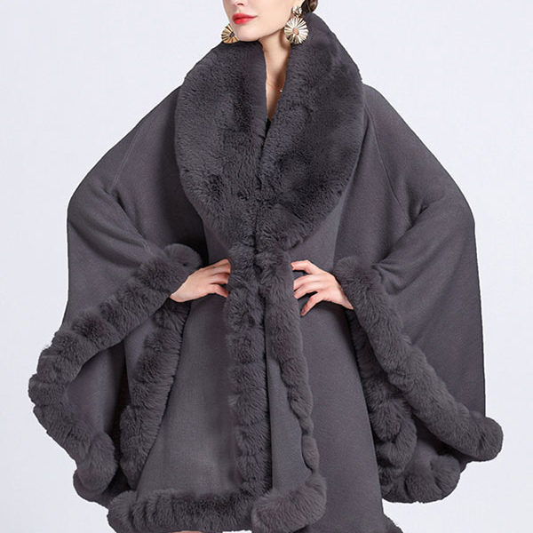 Cloak Cape Faux Fur Bride Wraps Poncho Coat For Women - Image 8
