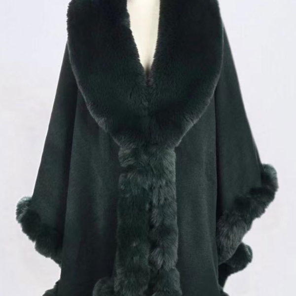 Cloak Cape Faux Fur Bride Wraps Poncho Coat For Women - Image 10