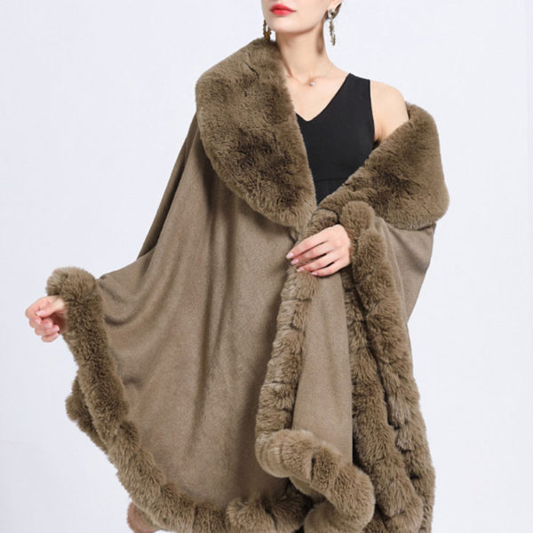 Cloak Cape Faux Fur Bride Wraps Poncho Coat For Women - Image 7