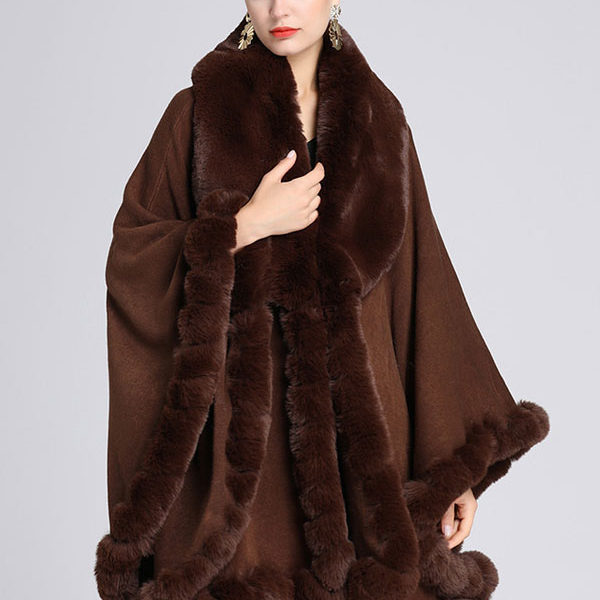 Cloak Cape Faux Fur Bride Wraps Poncho Coat For Women - Image 4