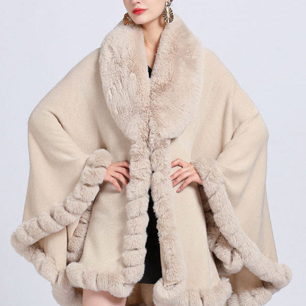 Cloak Cape Faux Fur Bride Wraps Poncho Coat For Women - Image 6
