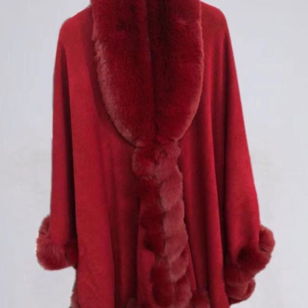 Cloak Cape Faux Fur Bride Wraps Poncho Coat For Women - Image 9