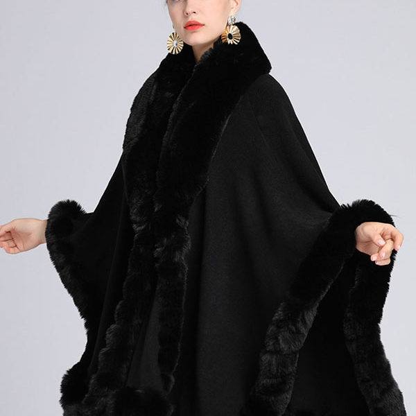 Cloak Cape Faux Fur Bride Wraps Poncho Coat For Women - Image 5