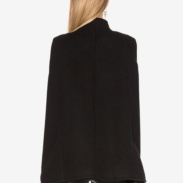Woolen Poncho Coat Stand Collar Double Breasted Women Cape Outerwear