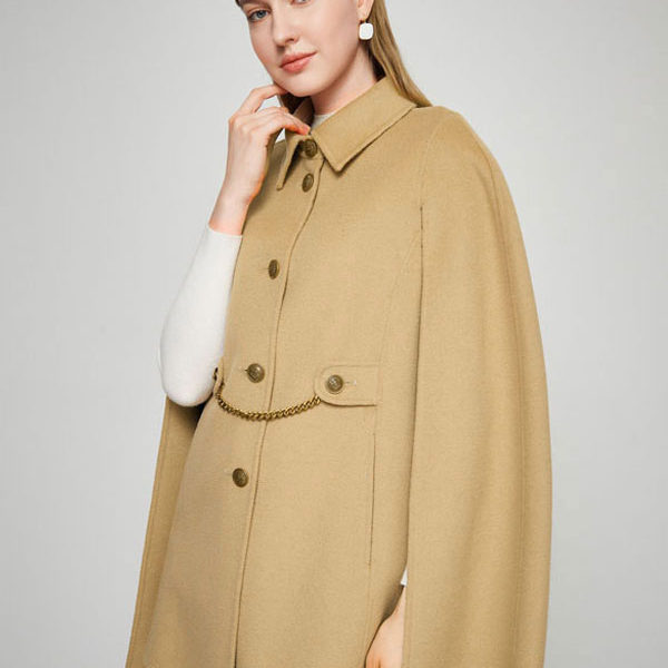 Woolen Poncho Coat Camel Cape Spring Outerwear For Women 2023 - Image 3