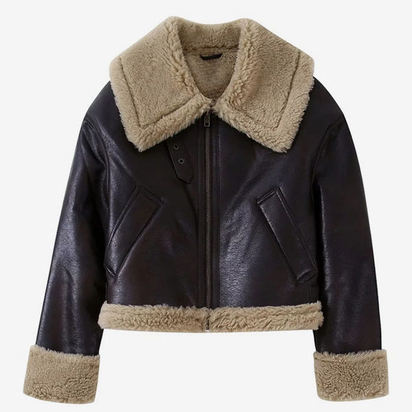 Double Sided Short Jacket Pu Leather Winter 2023 Outerwear For Women