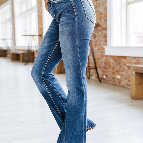 Bootcut Jeans High Rise Cotton Spring Flare Bottom For Women 2023