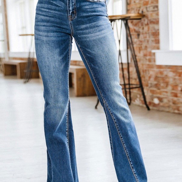 Bootcut Jeans High Rise Cotton Spring Flare Bottom For Women 2023