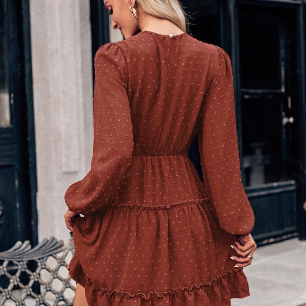 Skater Dresses Jewel Neck Long Sleeves Layered Casual Mini Dress